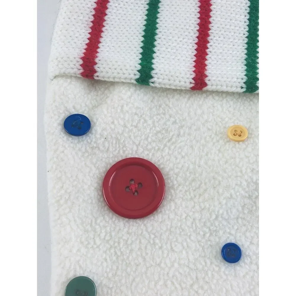 Christmas Santa's Best Stocking Buttons Knit top Bright Adorable White Red RARE